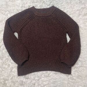 Ann Taylor SHIMMER Chunky Knit Crew Neck Sweater SPICED COCOA Size XS Balloon Sl